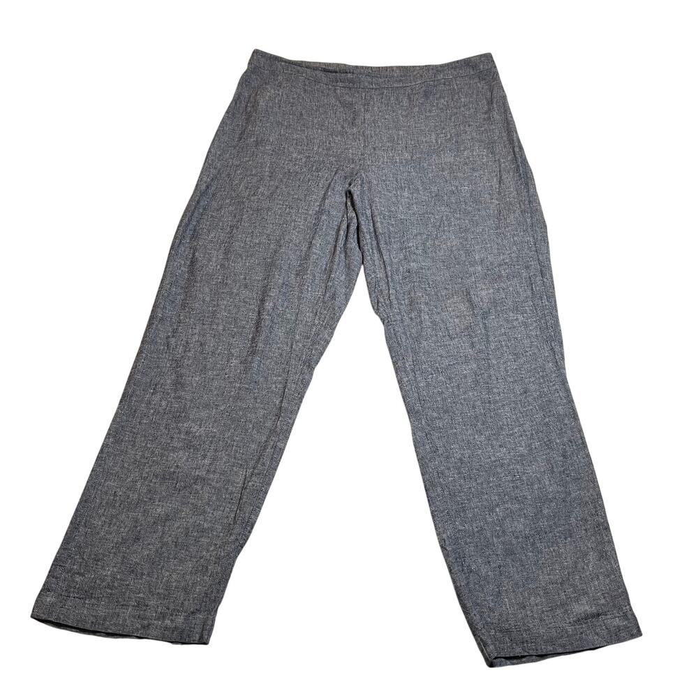 Chico's High Rise Linen Blend Straight Leg Pants Size XL/16 Pull On Casual Boho